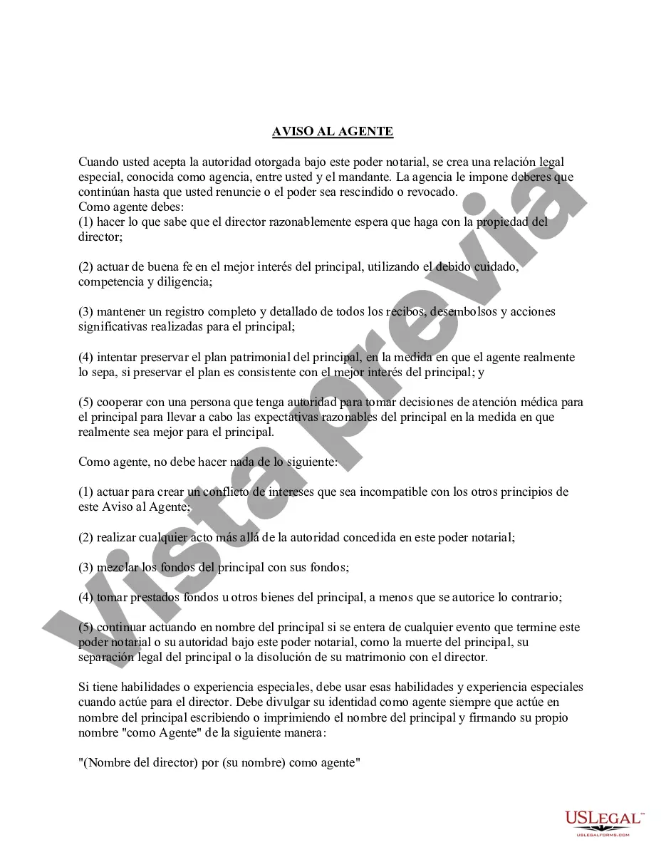 Preview Poder especial duradero para asuntos de cuentas bancarias