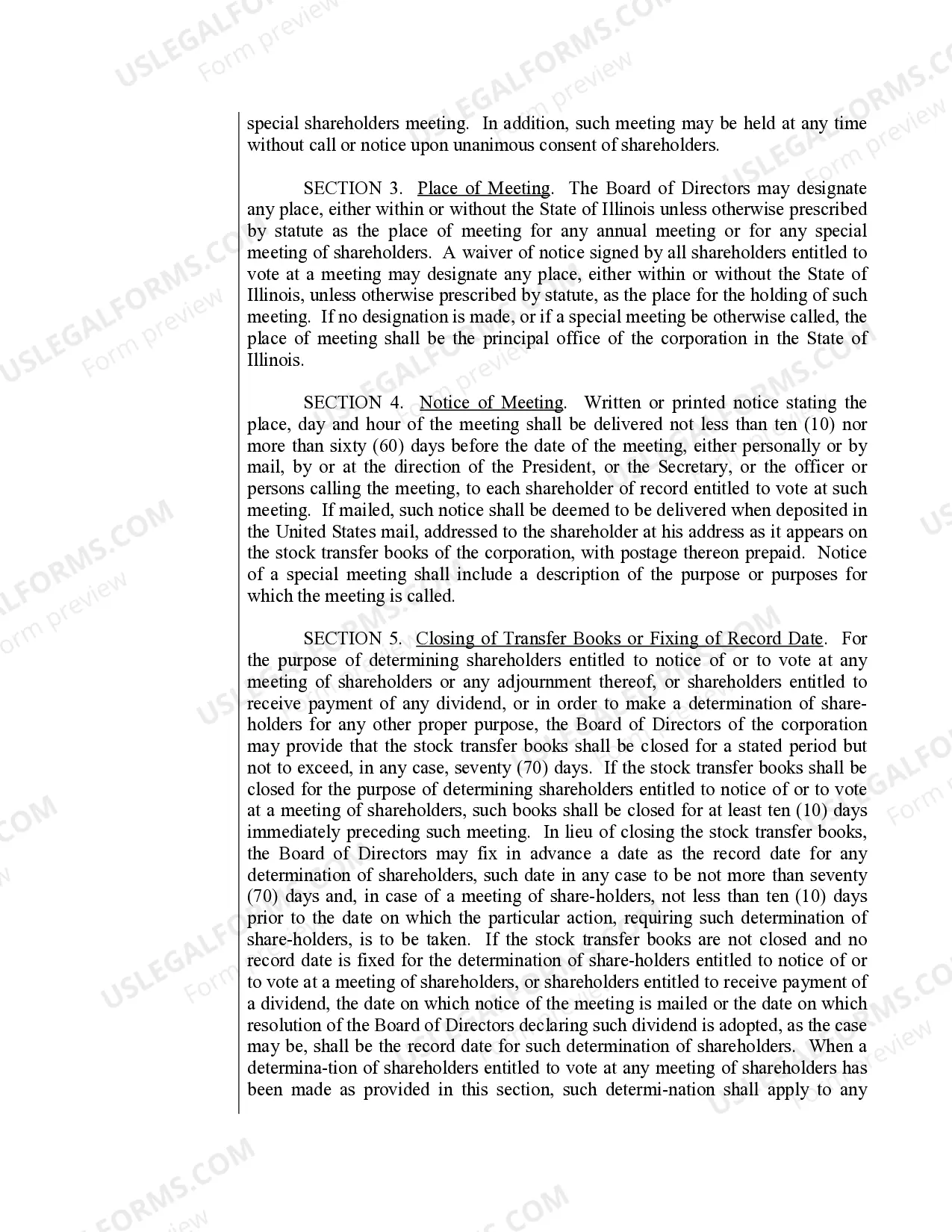 Preview Sample Bylaws for an Illinois Professional Corporation