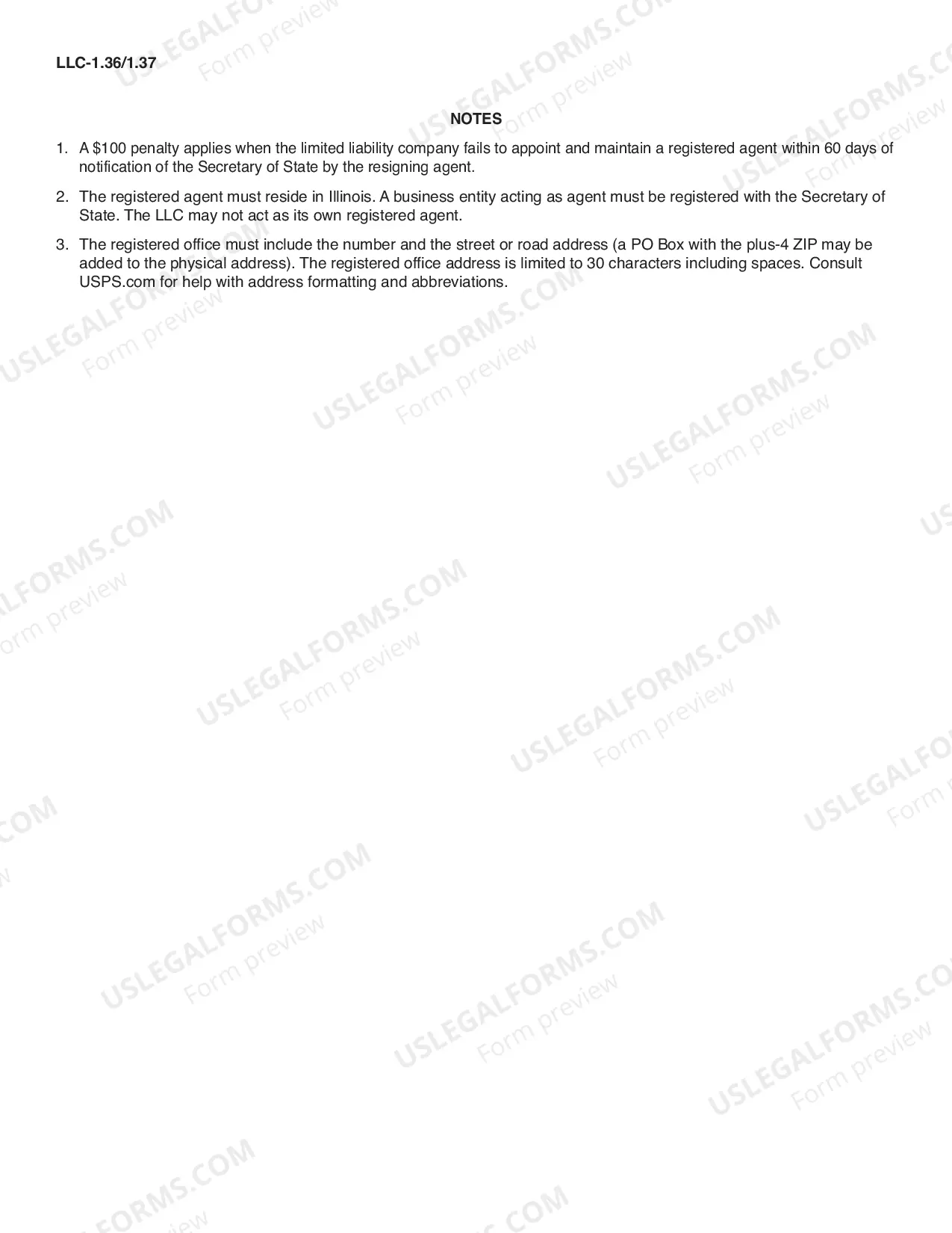 Preview Illinois Change of Registered Agent