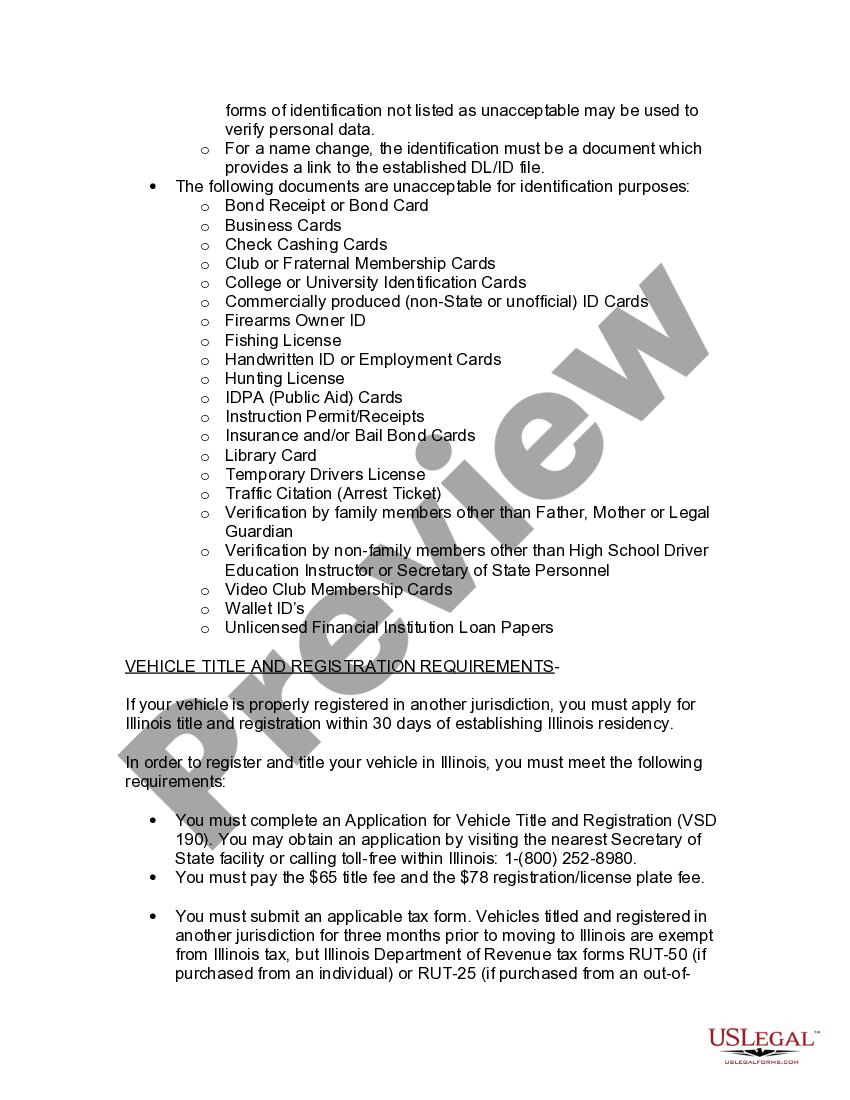 Illinois New Resident Guide Change Of Residency Form US Legal Forms