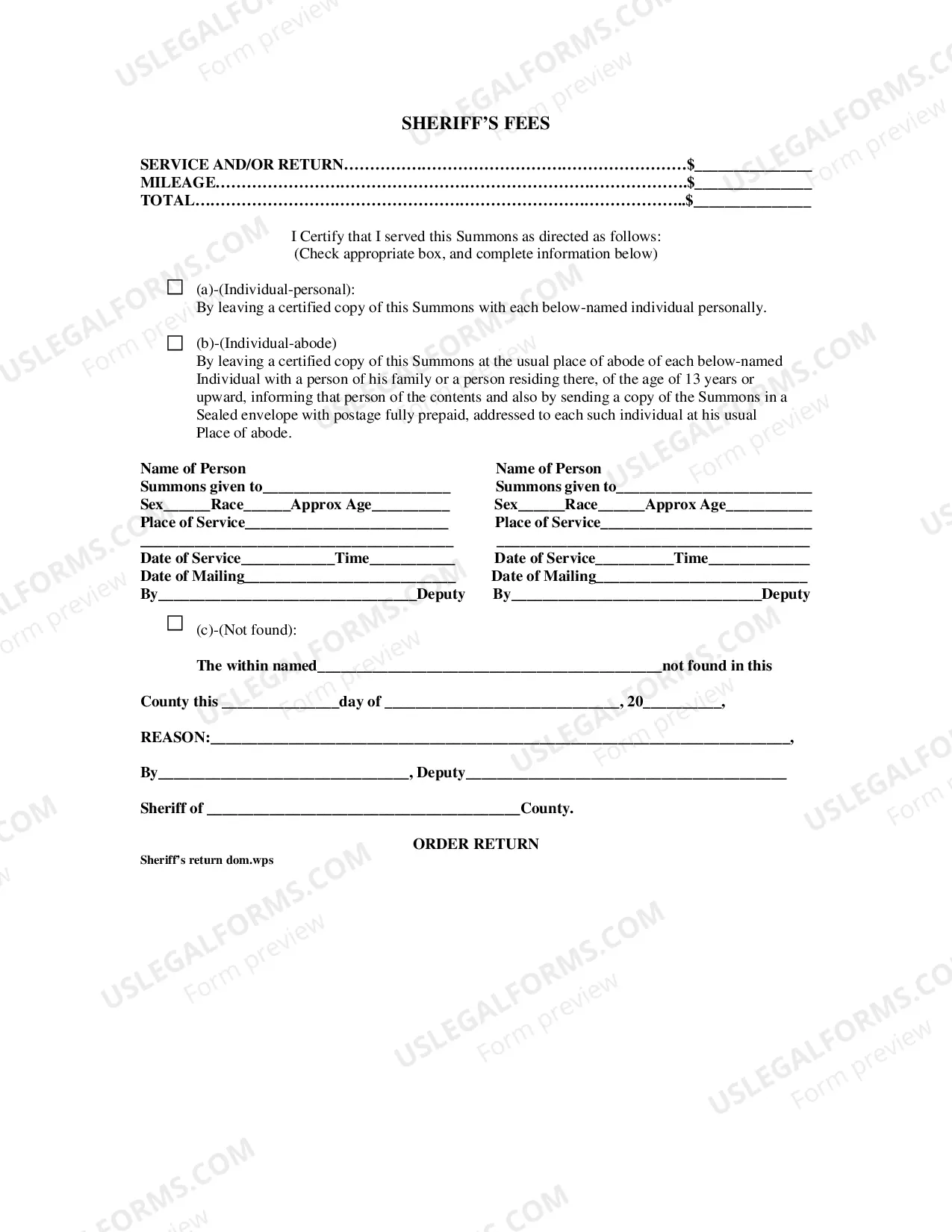 Preview Domestic Violence Act Summons