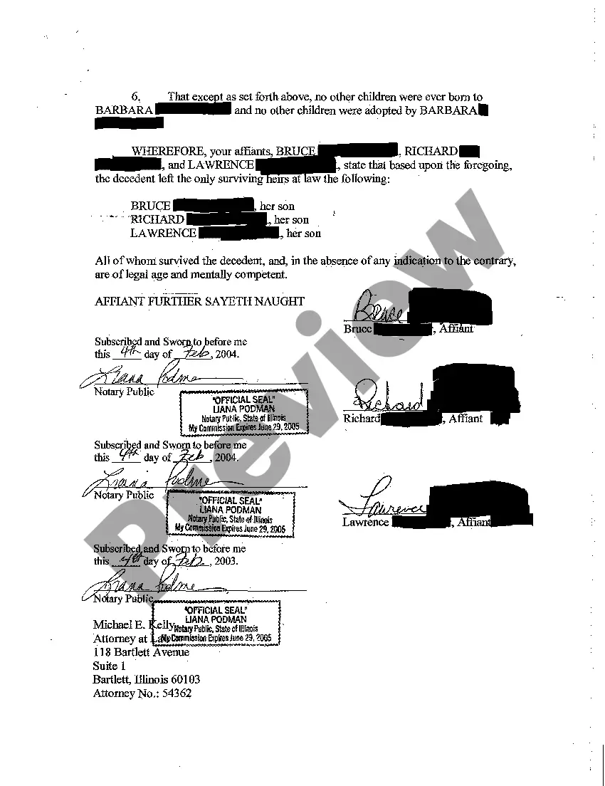 Preview Affidavit Of Heirship - Descent