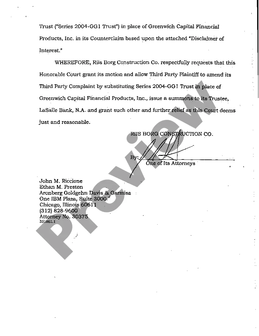 Preview A01 Notice Of Motion To Substitute Parties, Motion to Dismiss and Defendant's Counterclaim and Third Party Complaint