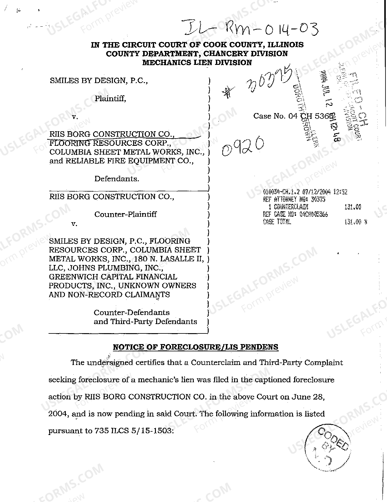 Naperville Illinois Notice Of Foreclosure Lis Pendens US Legal Forms