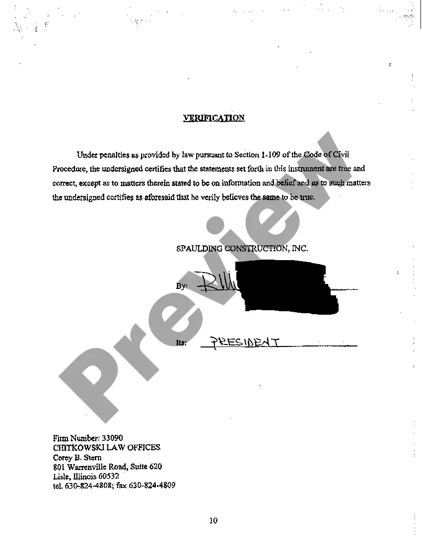 Preview Verified Complaint To Foreclose On Mechanic's Lien And For Other Relief