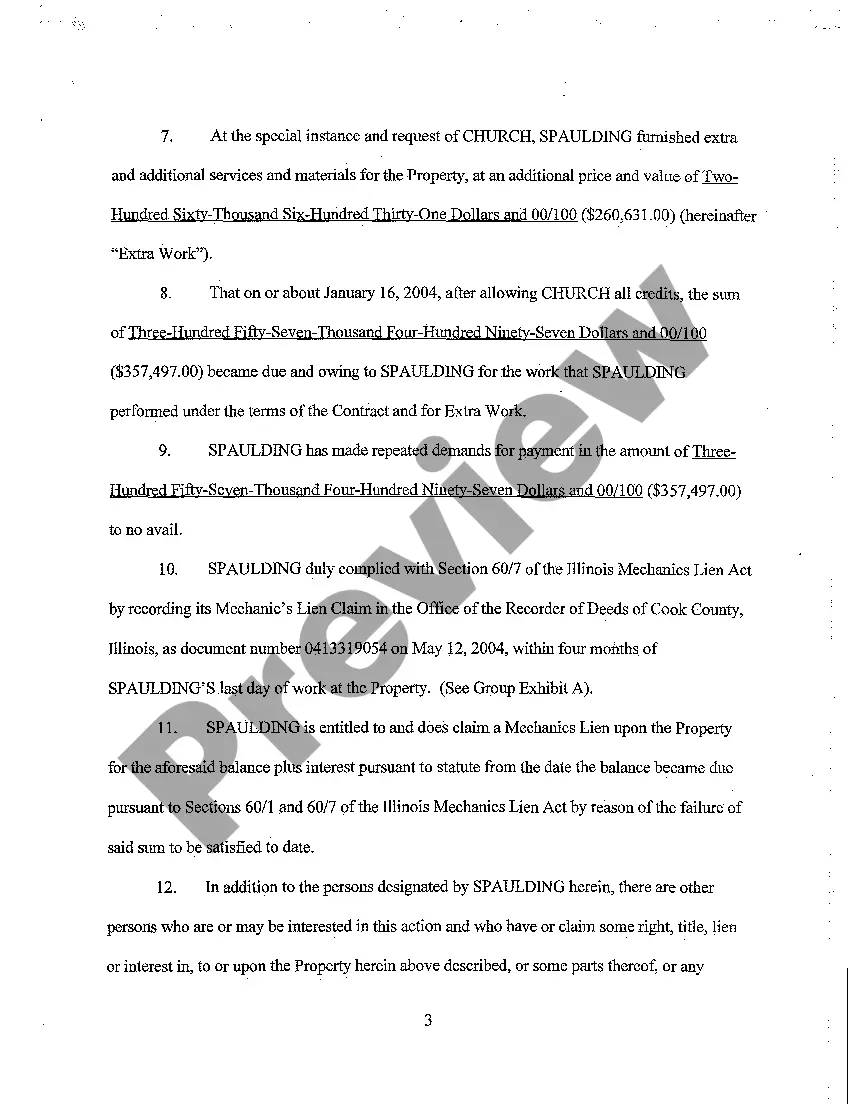 Preview Verified Complaint To Foreclose On Mechanic's Lien And For Other Relief