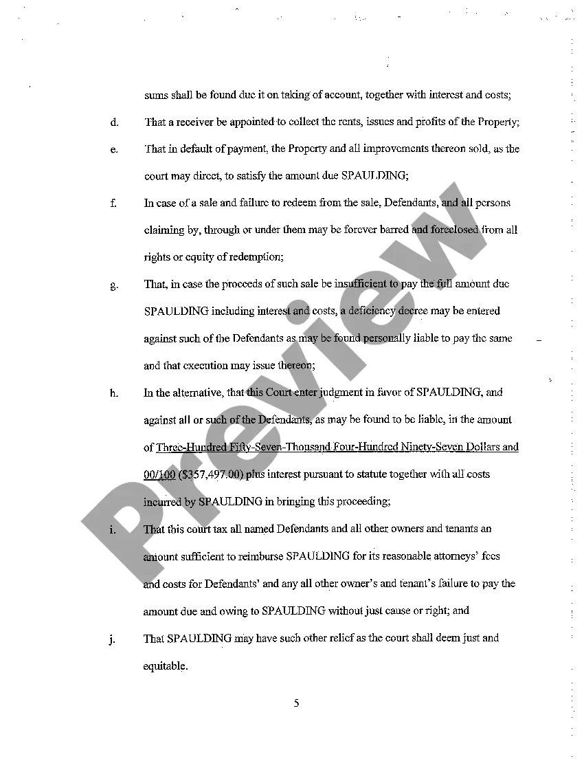 Preview Verified Complaint To Foreclose On Mechanic's Lien And For Other Relief