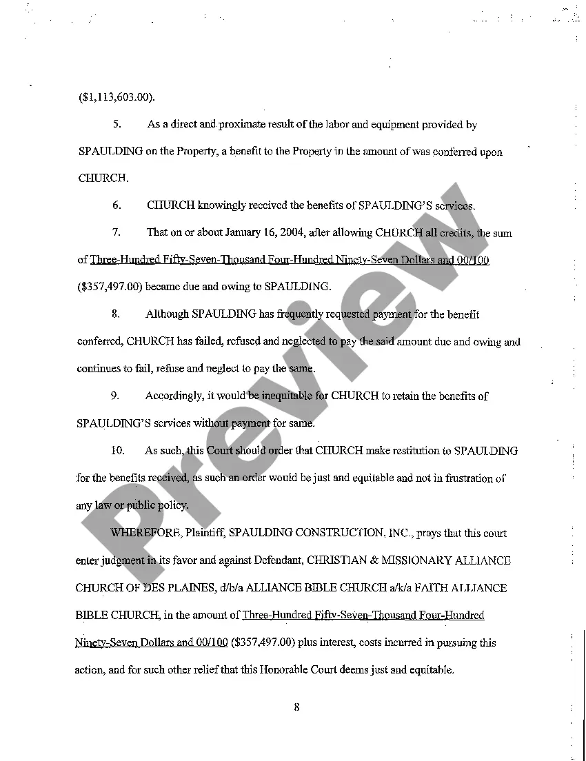 Preview Verified Complaint To Foreclose On Mechanic's Lien And For Other Relief