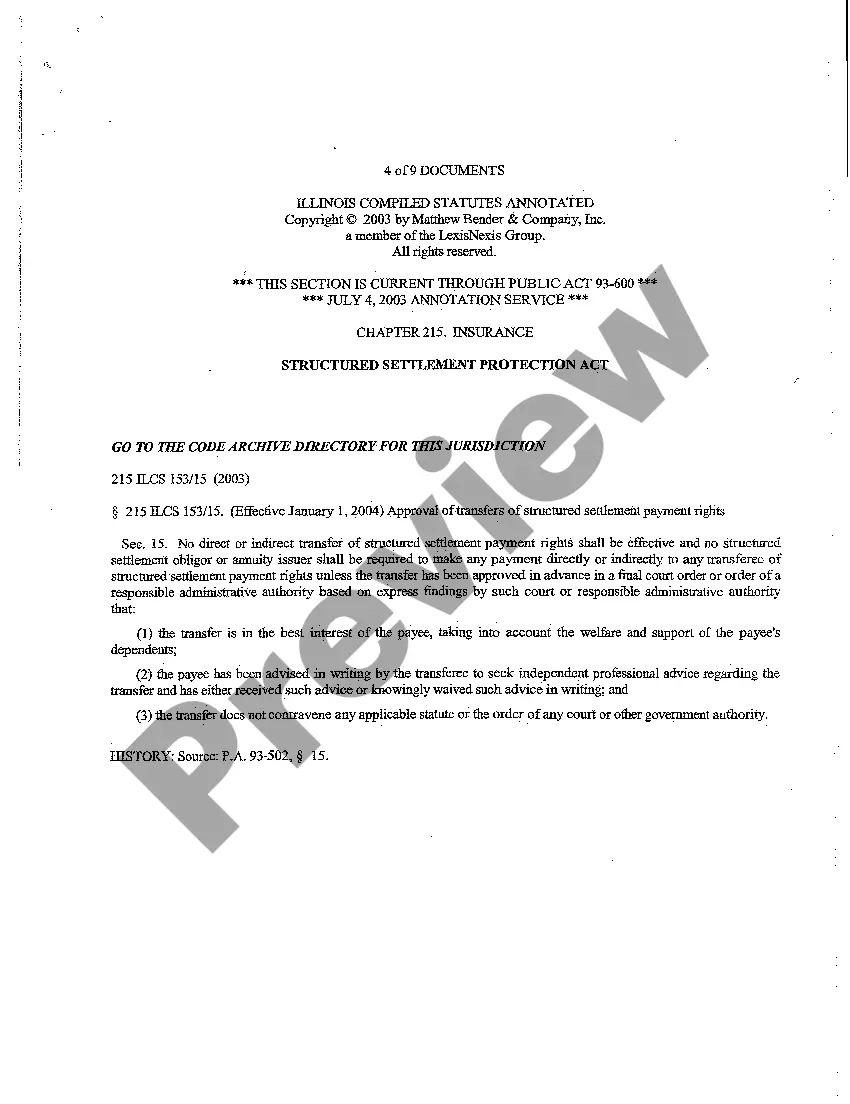 Preview A01 Petition for Approval of Transfer of Structured Settlement Payment Rights