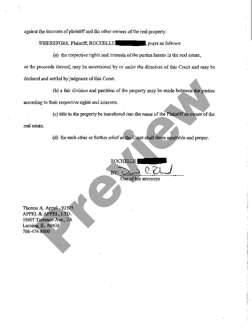 Complaint For Partition Sample US Legal Forms