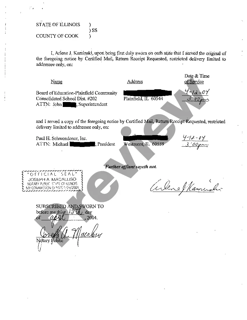 Preview Notice of Claim for Lien Under 770 ILCS 60/23 for Subcontract Work performed at School