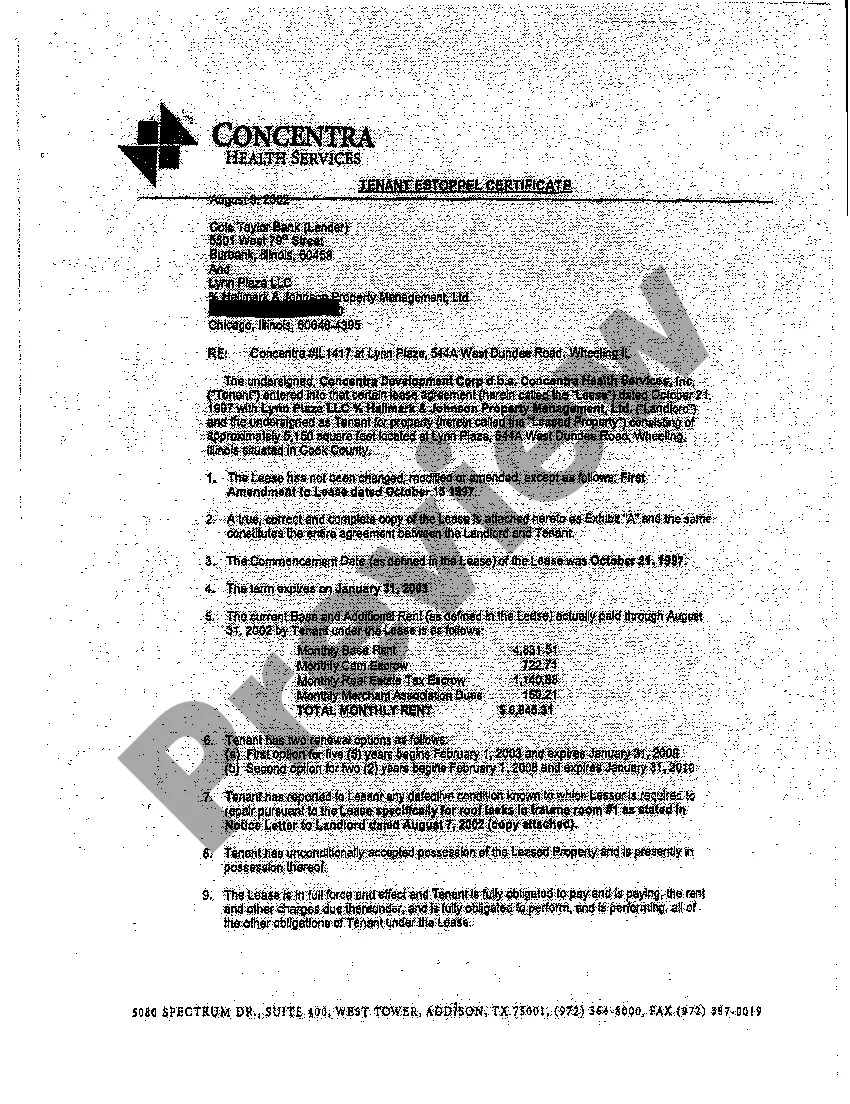 Preview Estoppel Certificate