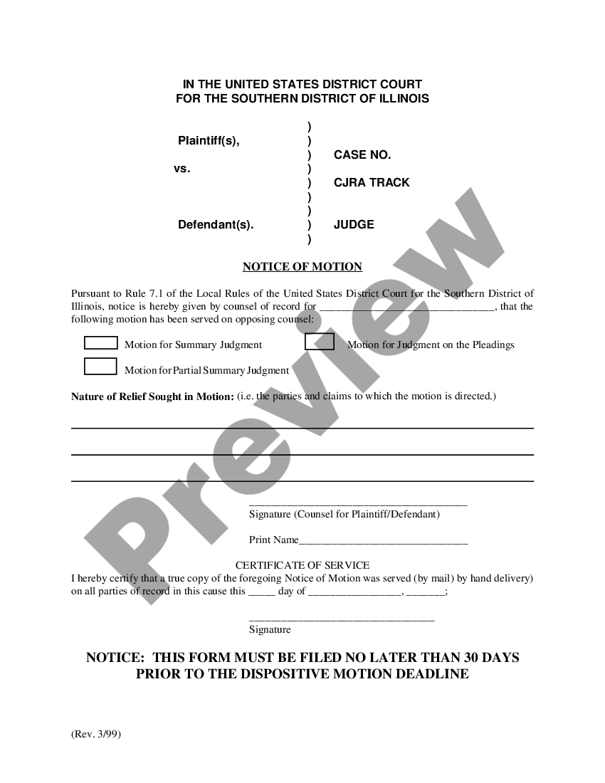 Chicago Illinois Notice Of Motion US Legal Forms   1 