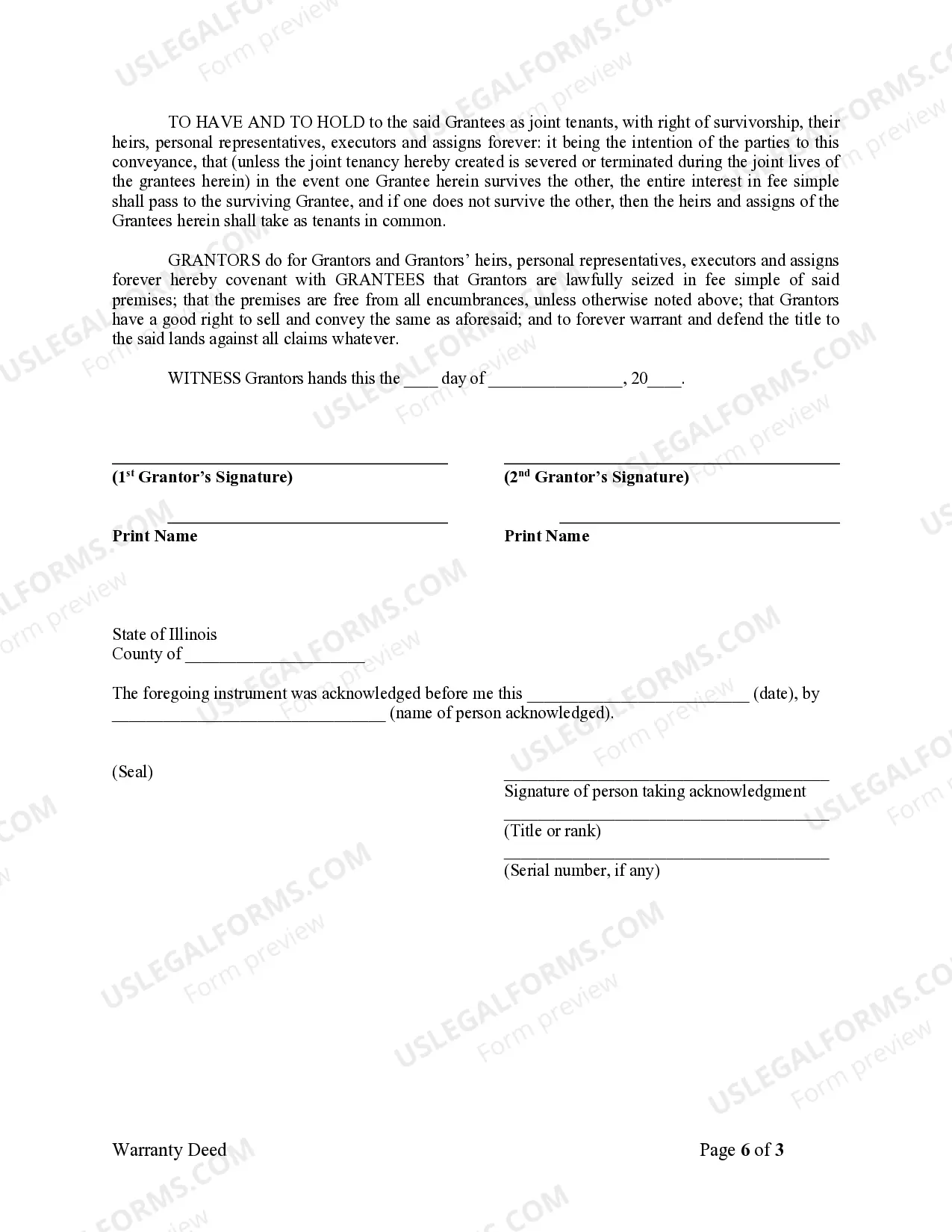 Preview Warranty Deed for Husband and Wife Converting Property from Tenants in Common to Joint Tenancy