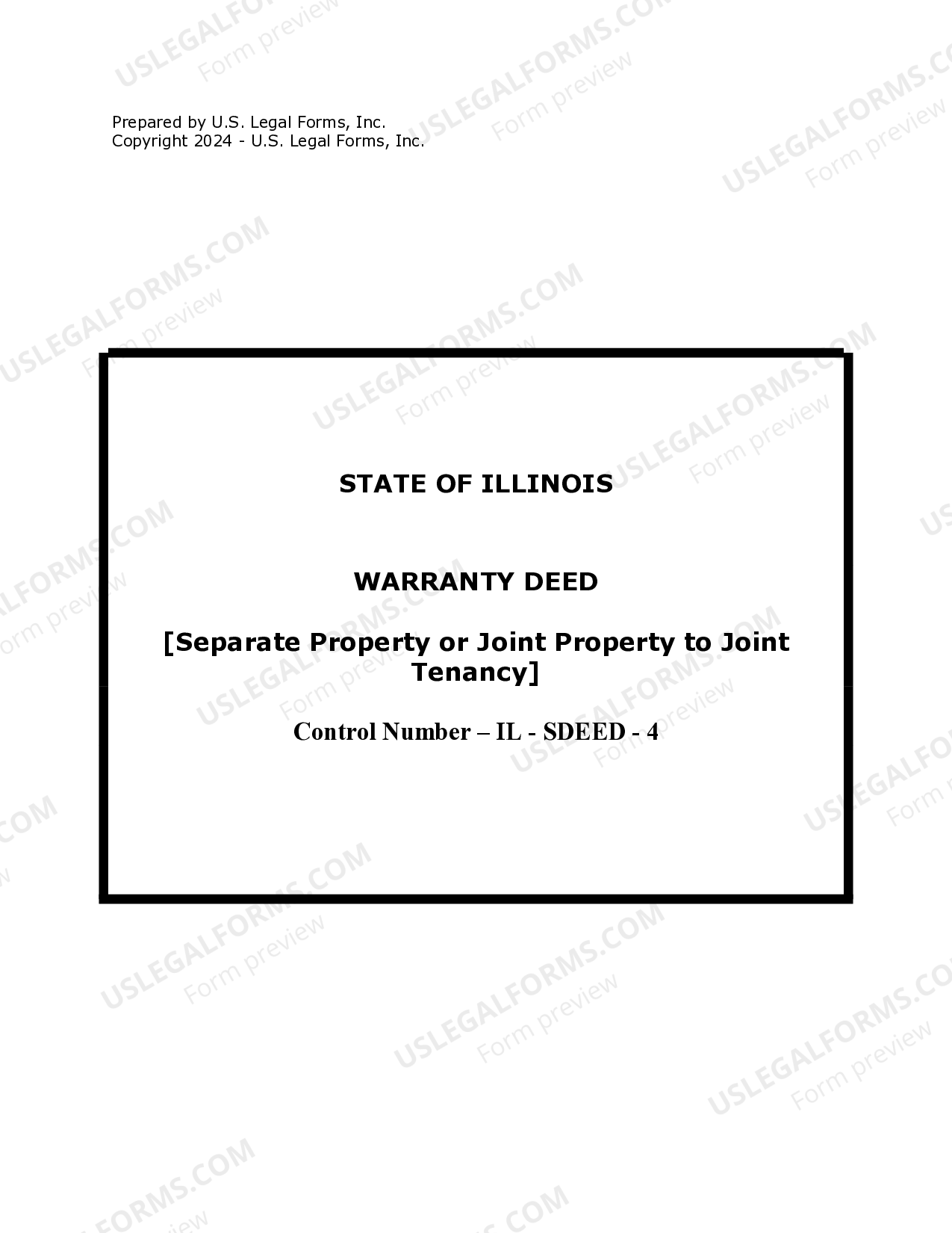 Illinois Warranty Deed for Separate or Joint Property to Joint Tenancy