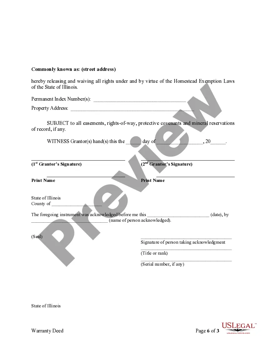 Preview Warranty Deed for Separate or Joint Property to Joint Tenancy