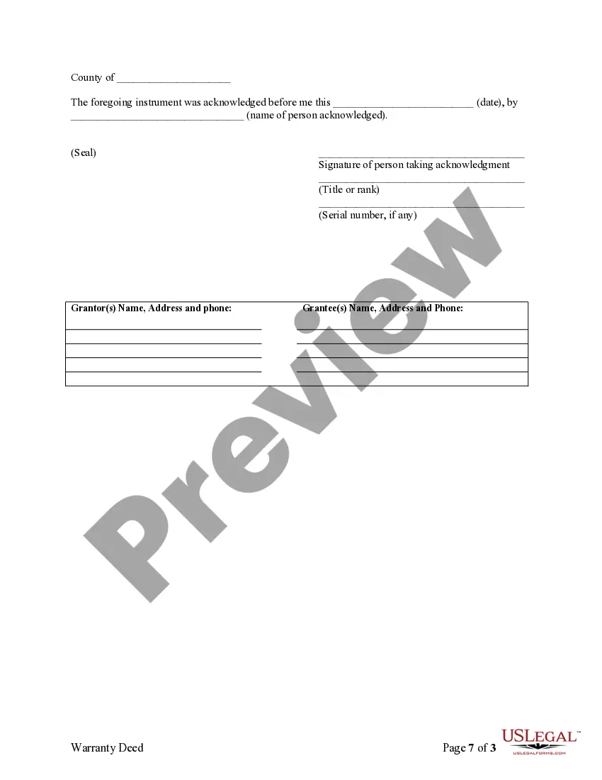 Preview Warranty Deed for Separate or Joint Property to Joint Tenancy