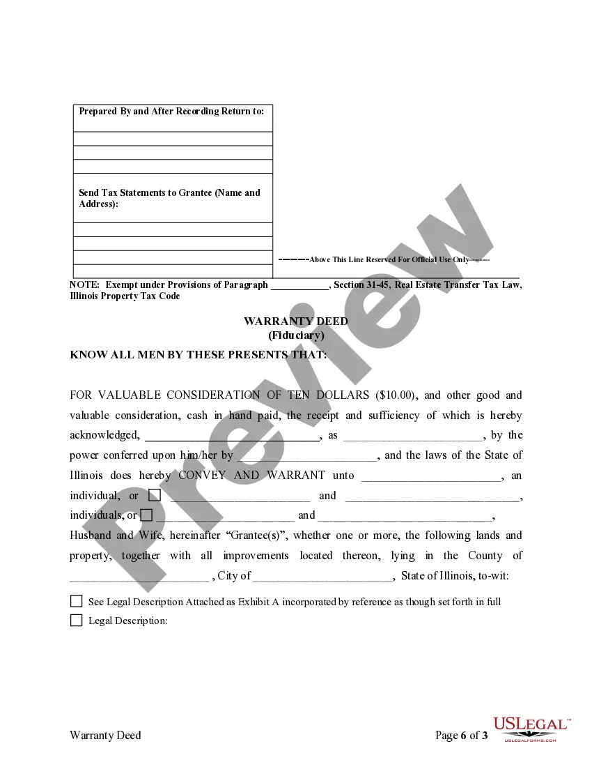 Preview Fiduciary Deed for use by Executors, Trustees, Trustors, Administrators and other Fiduciaries