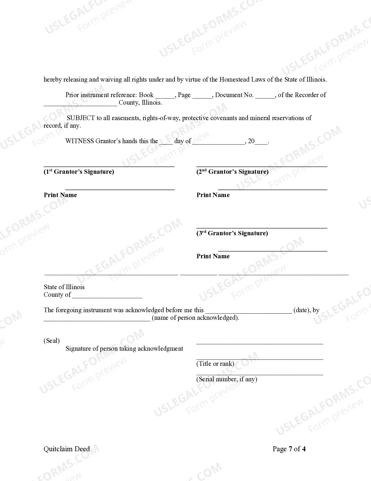 Preview Quitclaim Deed for Three Individuals to Two Individuals as Tenants in Common