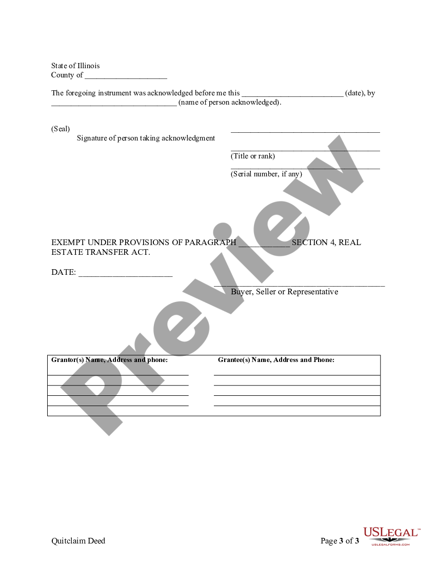 Cook Illinois Quitclaim Deed From Husband And Wife To Husband And Wife Us Legal Forms 6598