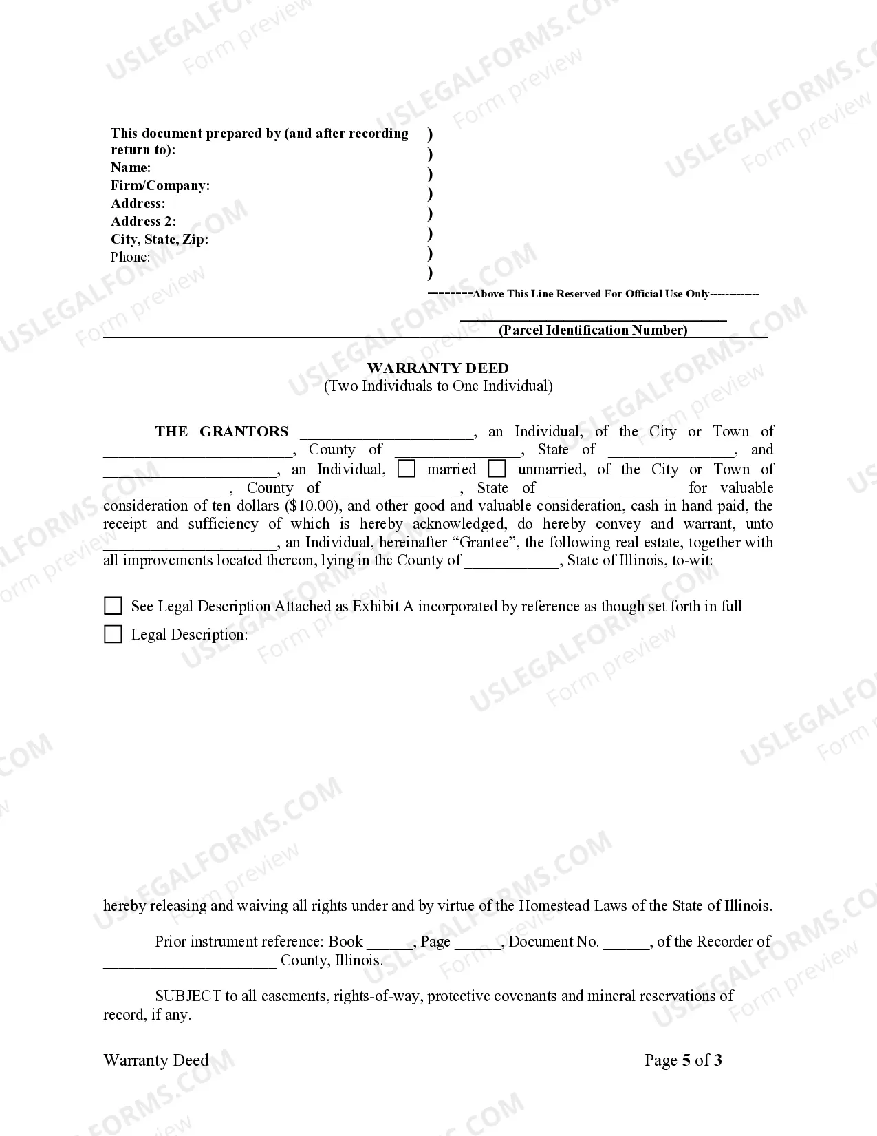 Preview Warranty Deed from two Individuals to One Individual