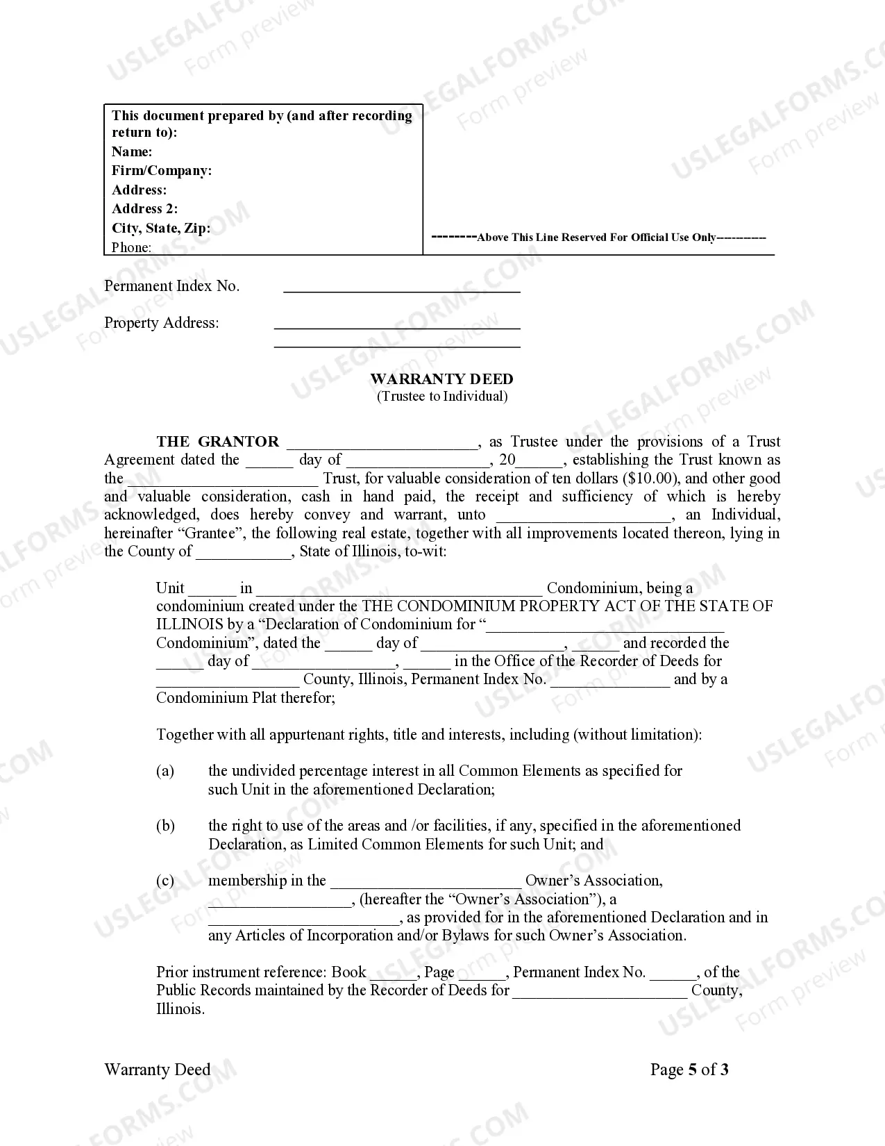 Preview Warranty Deed from Trust to Individual