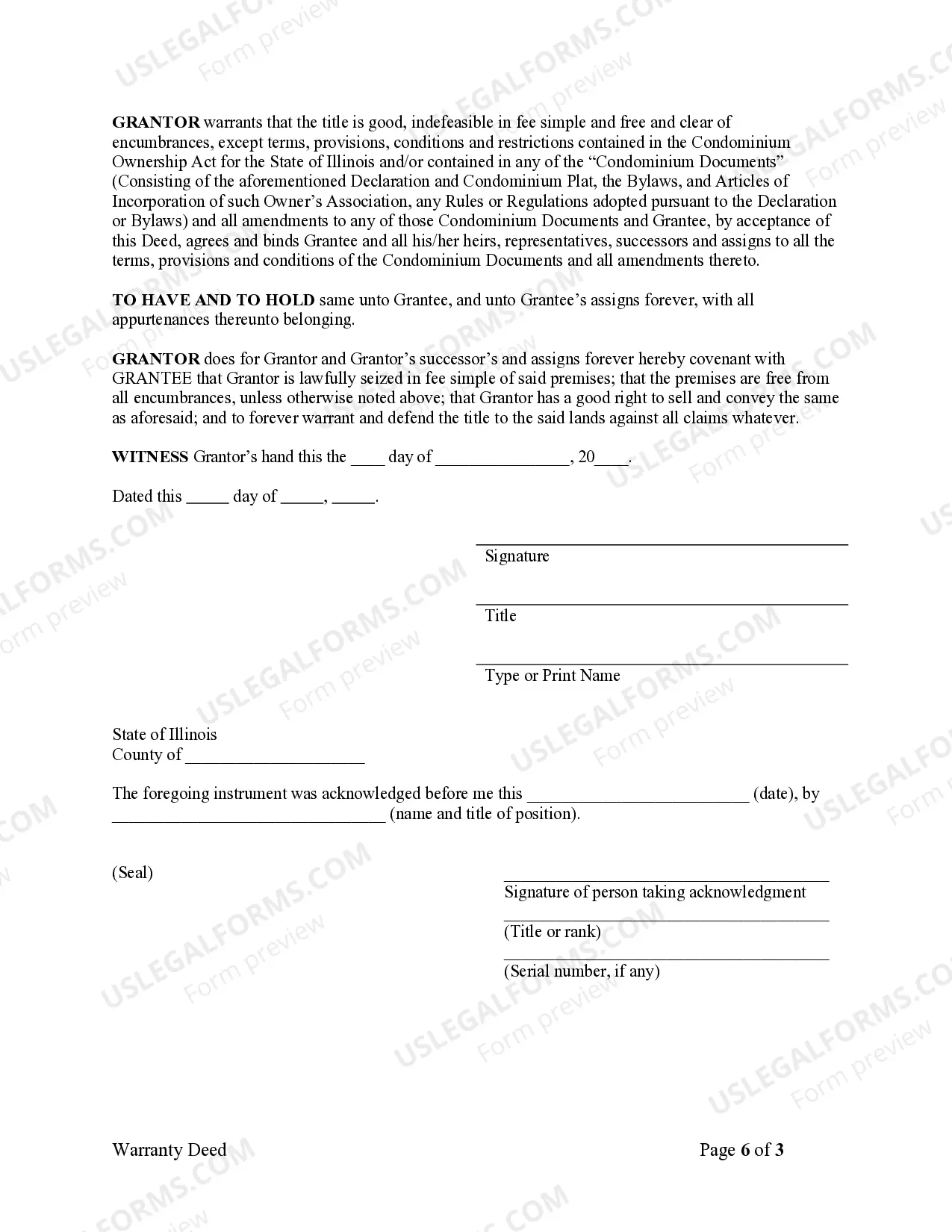 Preview Warranty Deed from Trust to Individual