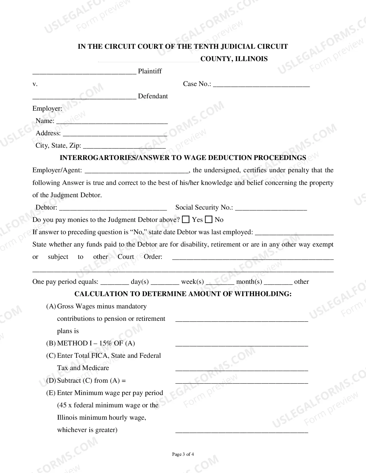 Preview Affidavit For Wage Deduction Order