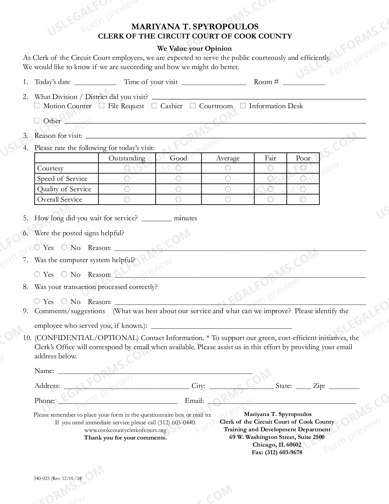 Preview CUSTOMER SERVICE QUESTIONaIRE