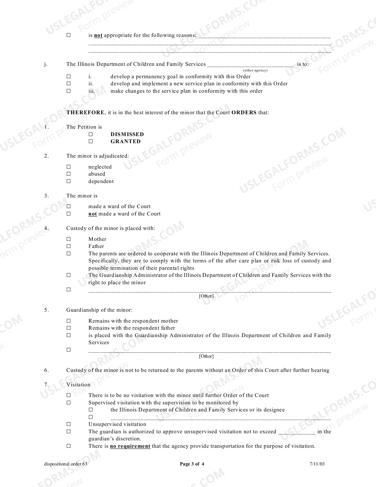 Preview Dispositional Order