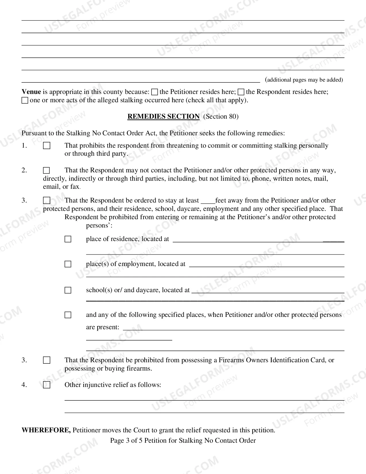 Preview Stalking No Contact Verified Petition