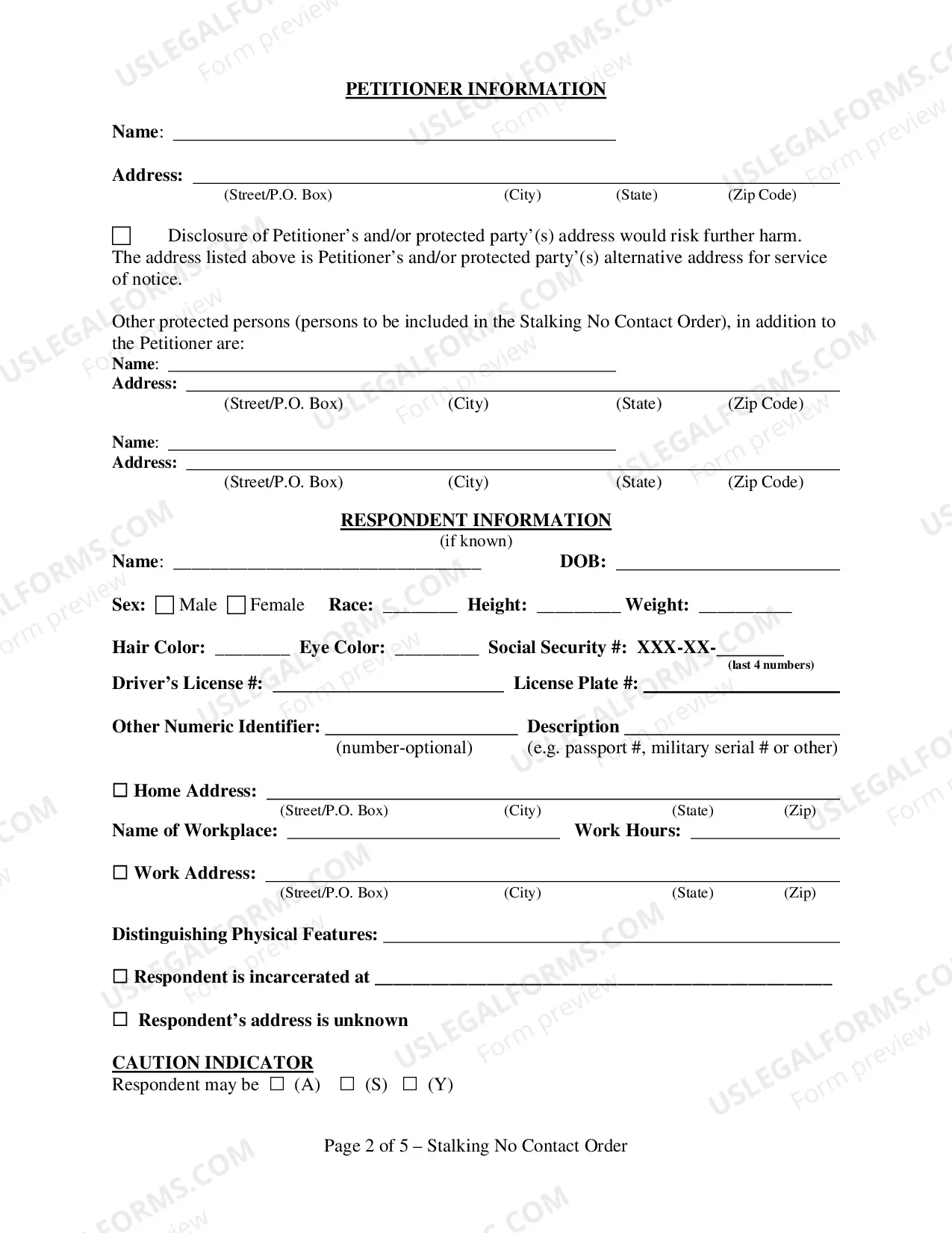 Preview Stalking No Contact Order