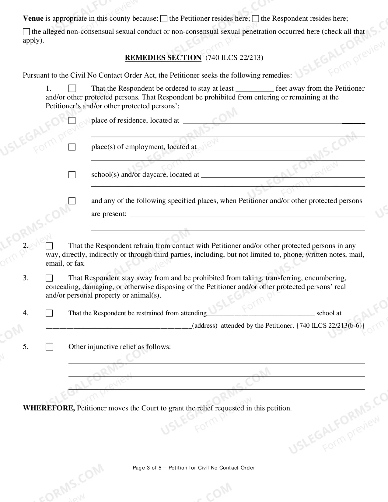 Preview Civil No Contact Order Petition