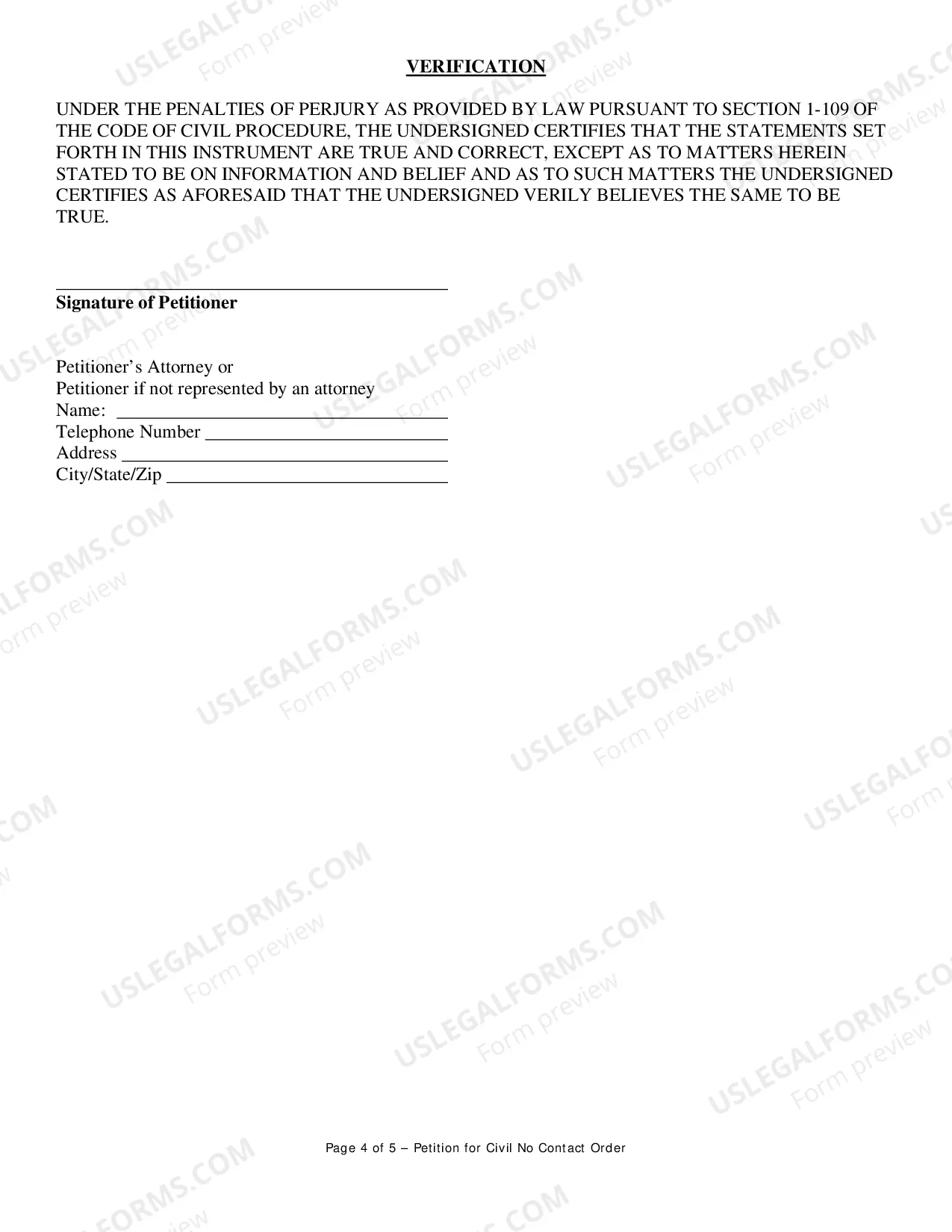 Preview Civil No Contact Order Petition