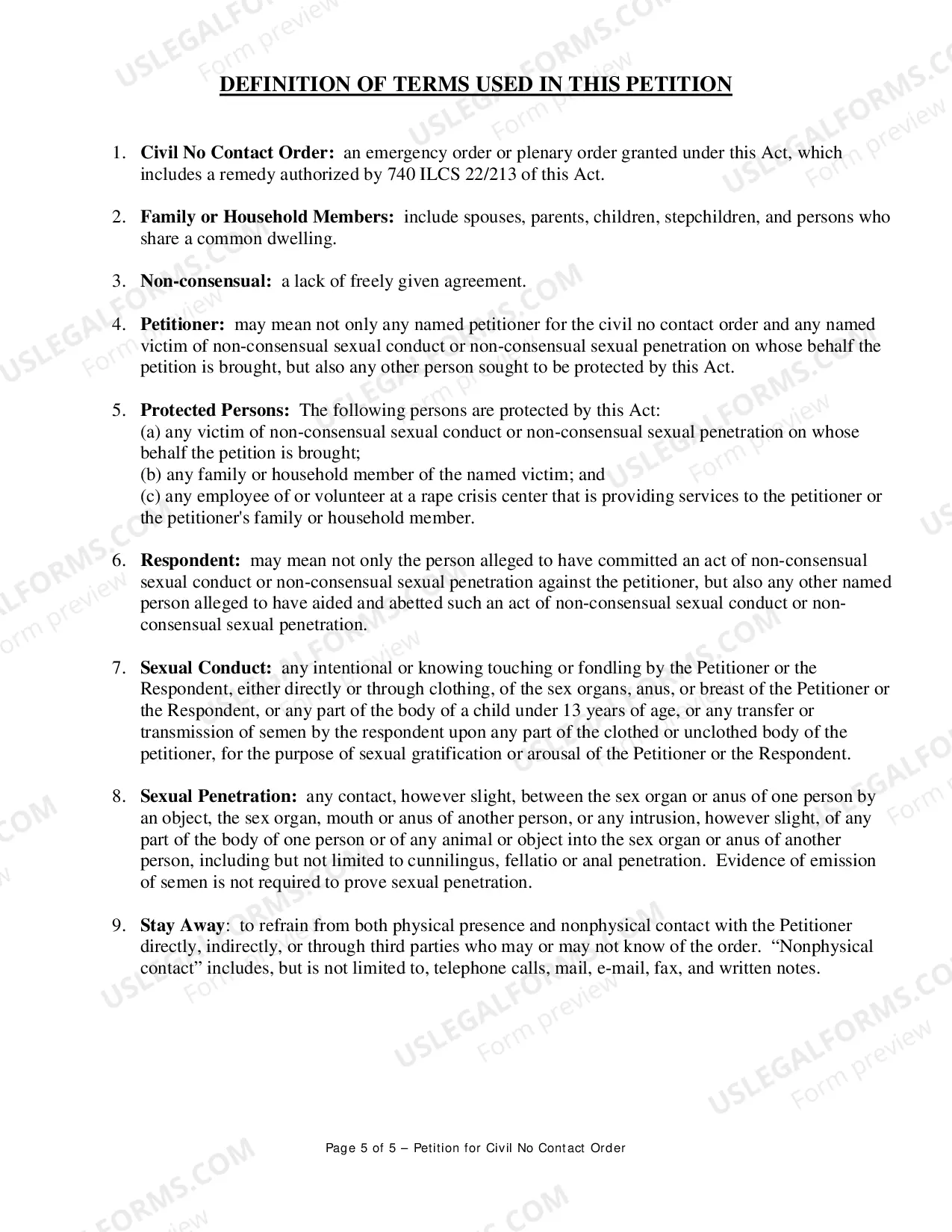Preview Civil No Contact Order Petition