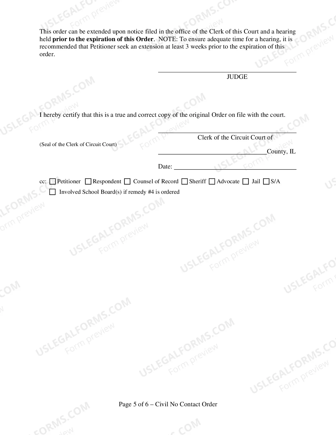 Preview Civil No Contact Order (Emergency & Plenary)