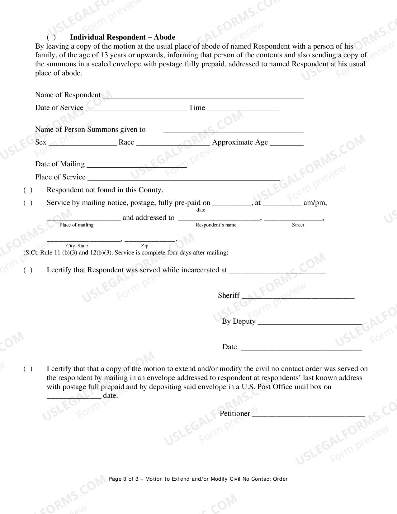 Preview Civil No Contact Order Motion to Extend/Modify