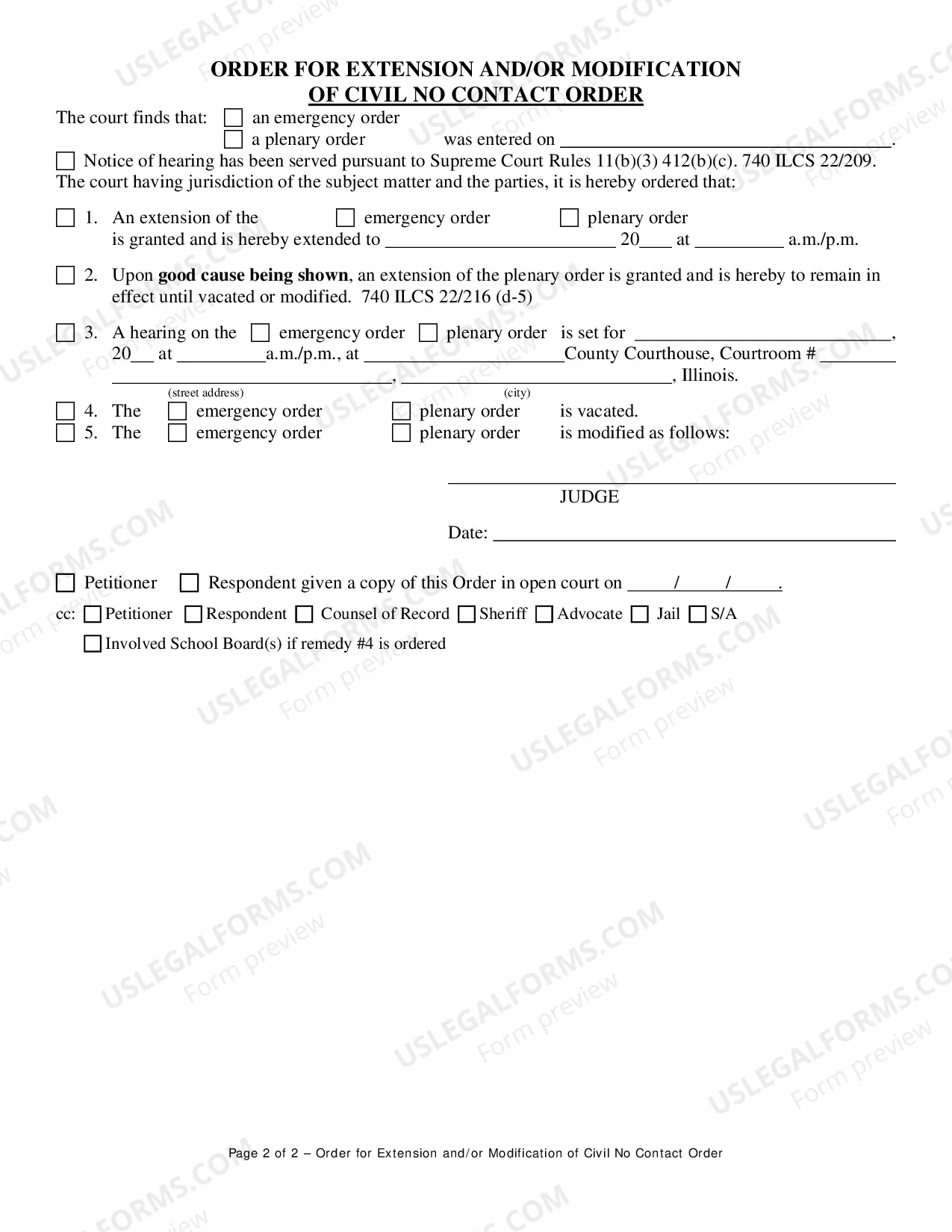 Preview Civil No Contact Order Extension / Modification