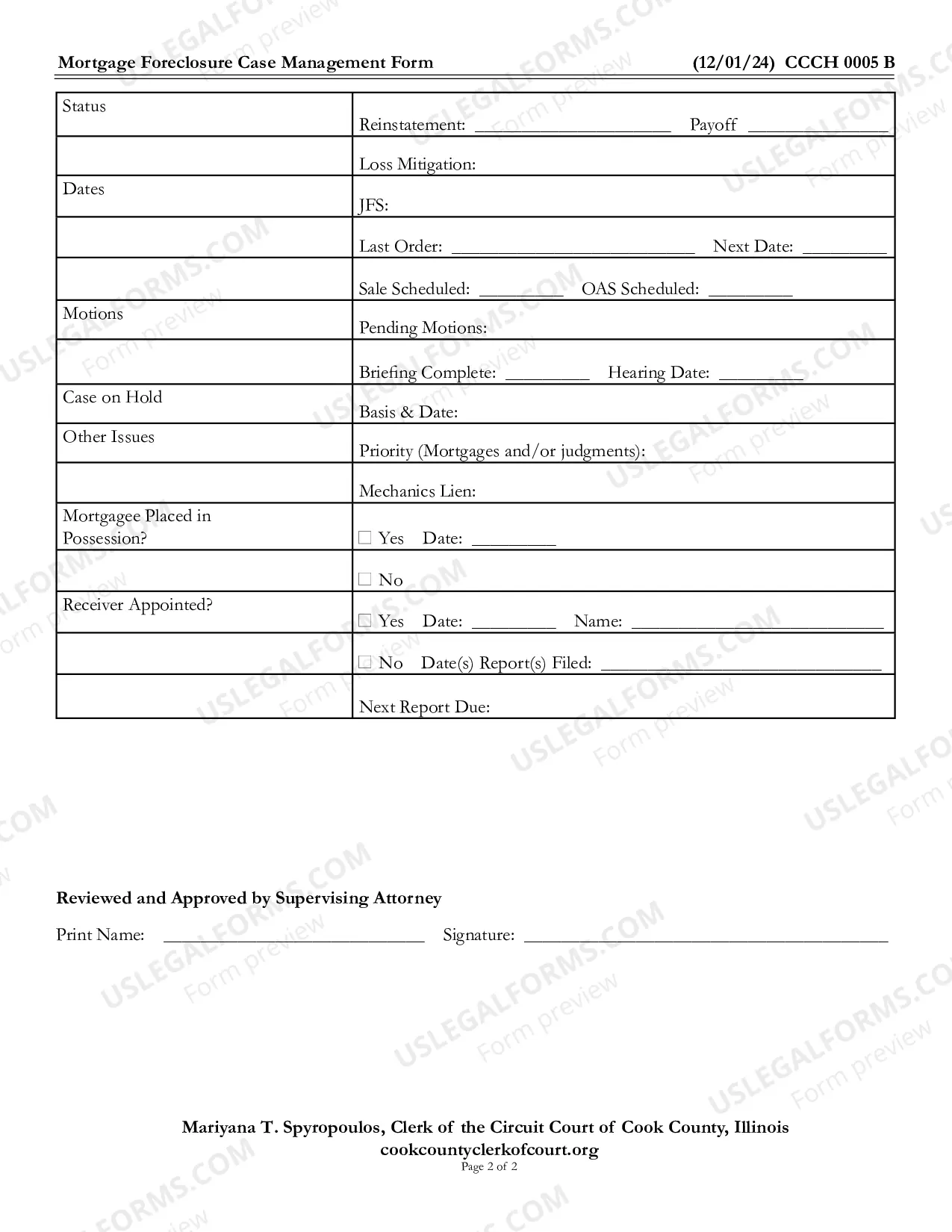 Preview Mortgage Foreclosure Case Management Form