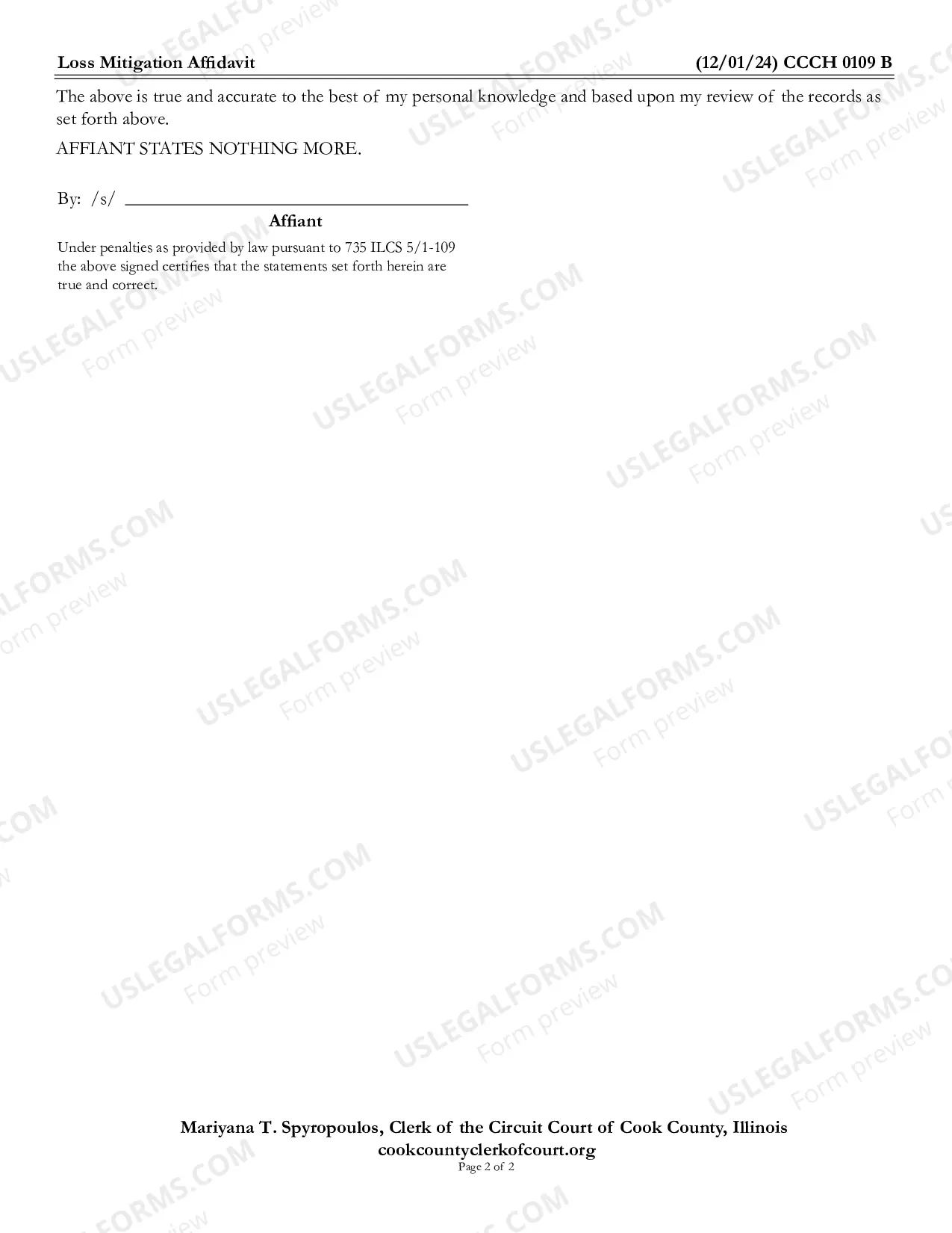 Preview Loss Mitigation affidavit