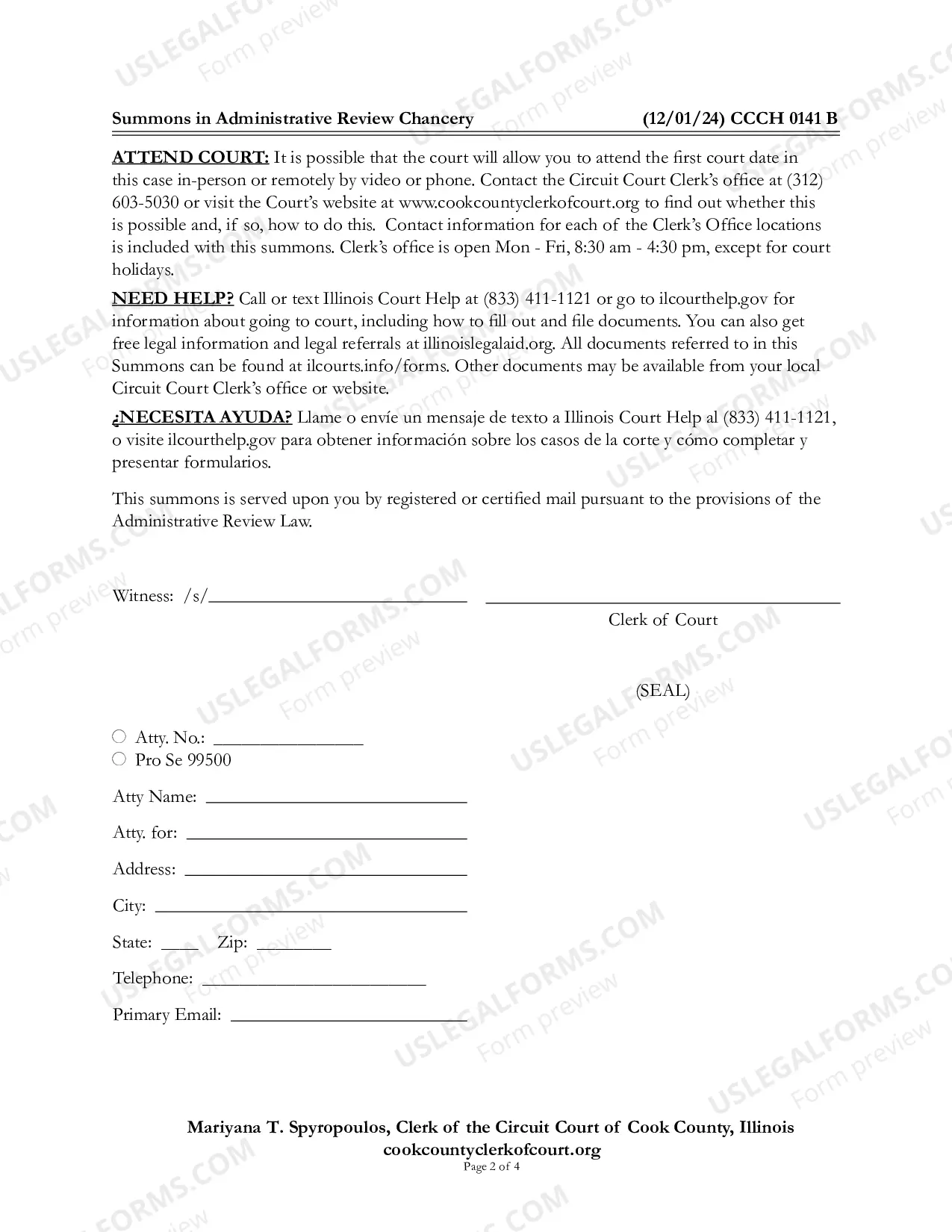 Preview Summons In administrative Review