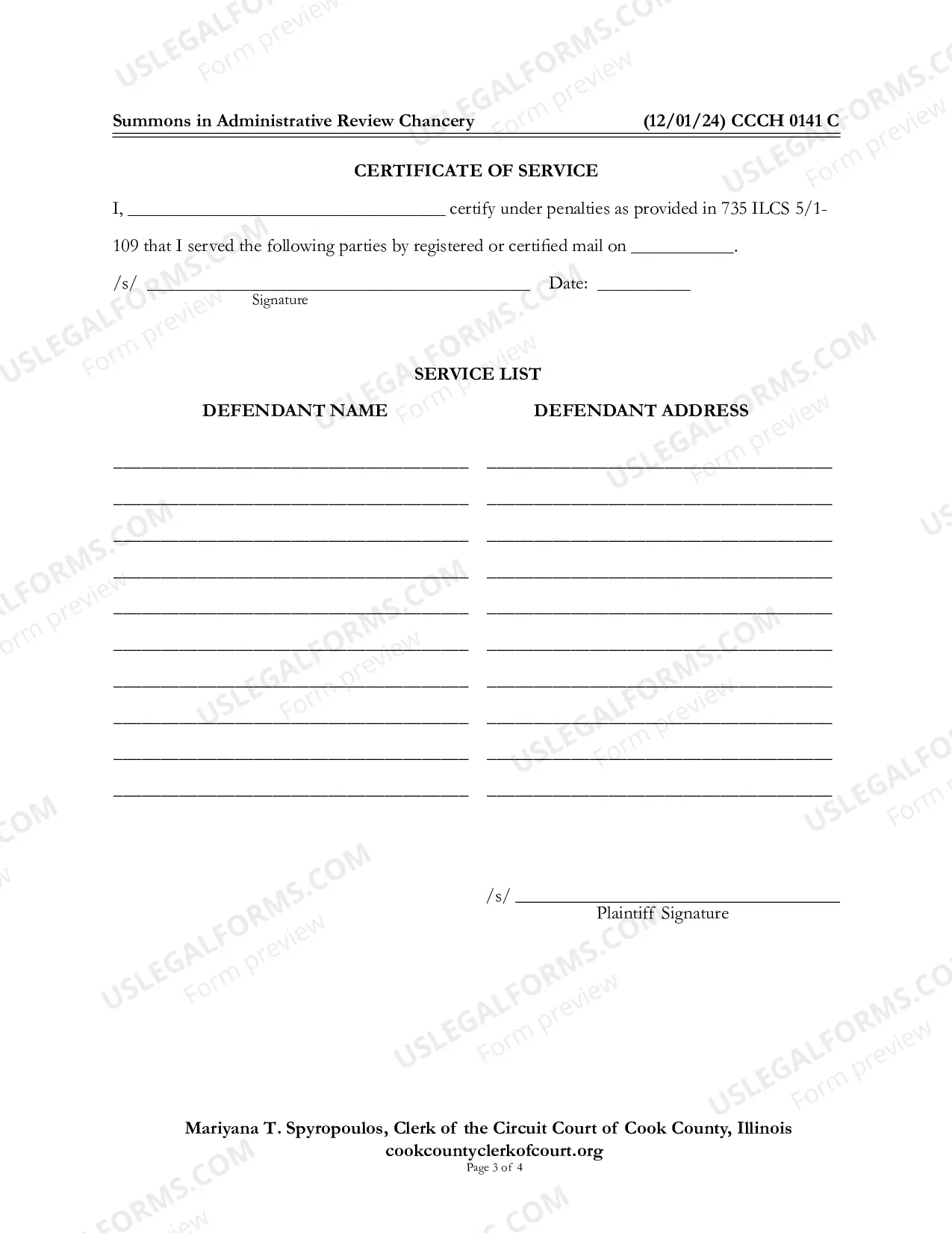 Preview Summons In administrative Review