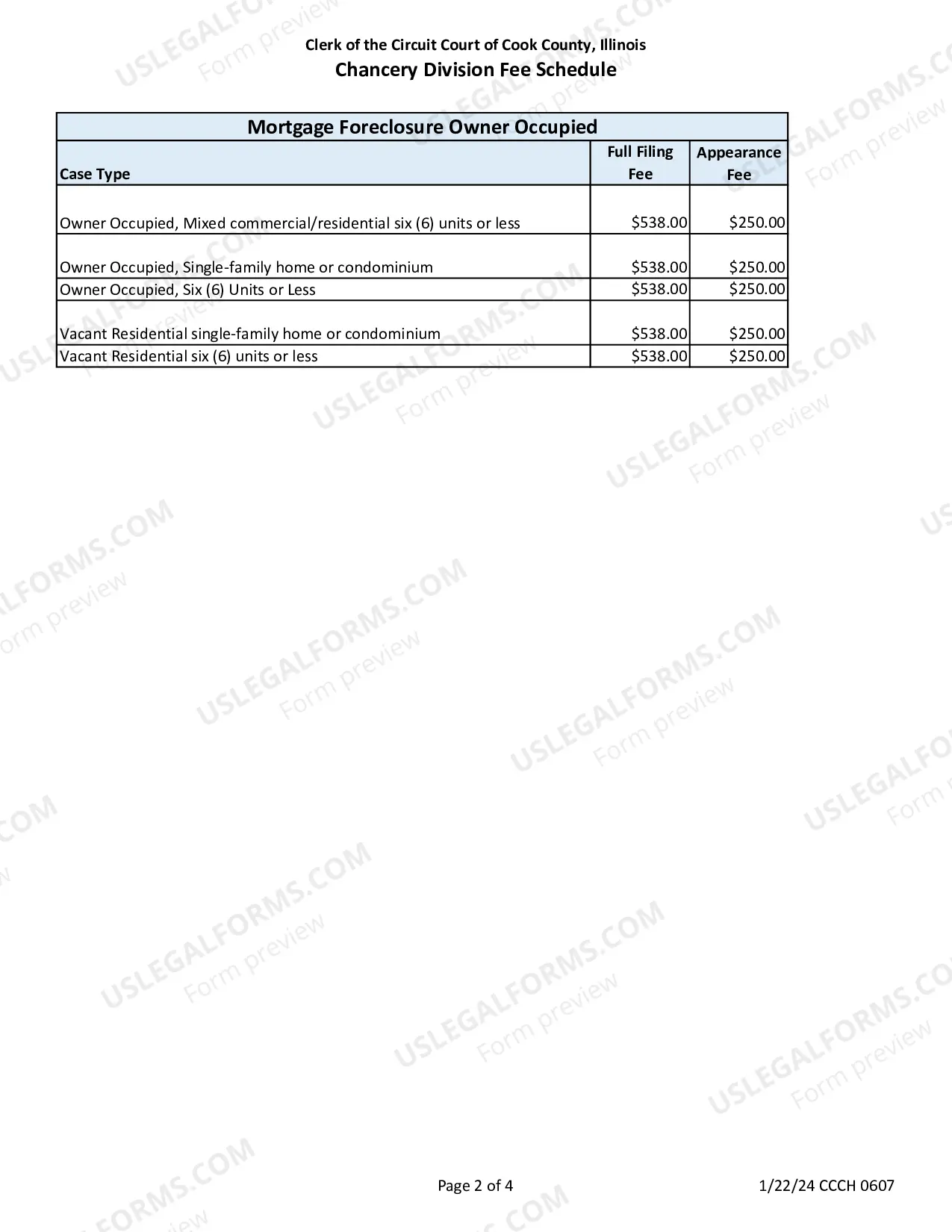 Preview Chancery Filing Fees