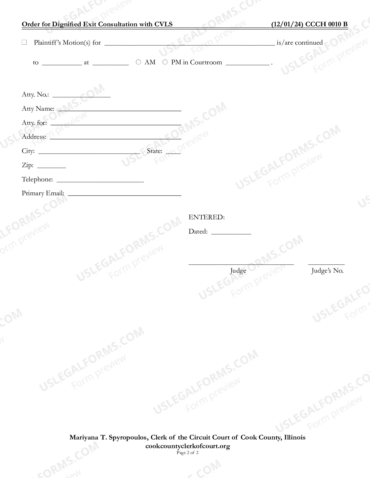 Preview Order For Dignified Exit Consultation With CVLS