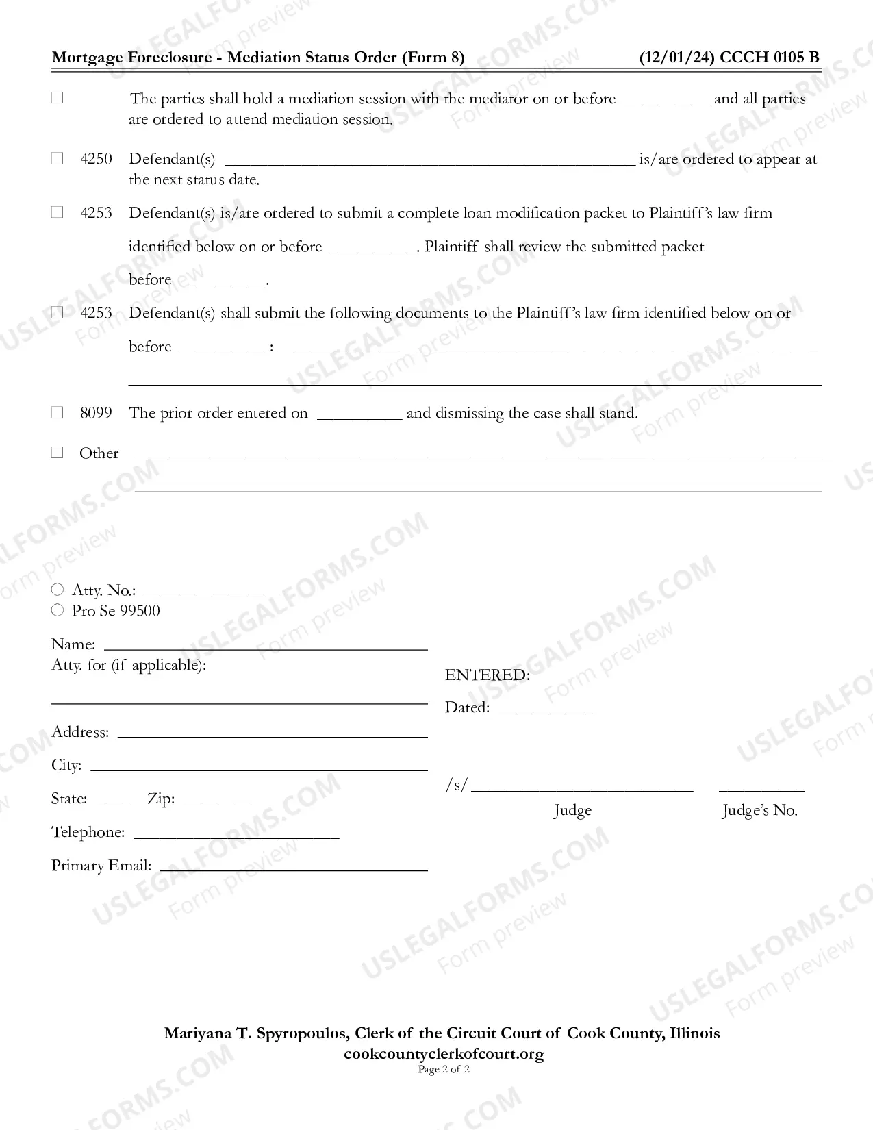 Preview Mortgage Foreclosure Post-Mediation Status Order