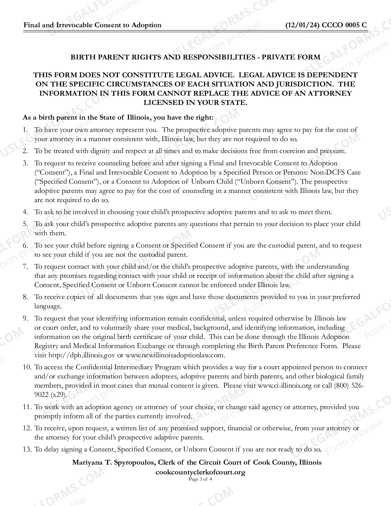 Preview Final and Irrevocable Consent To adoption