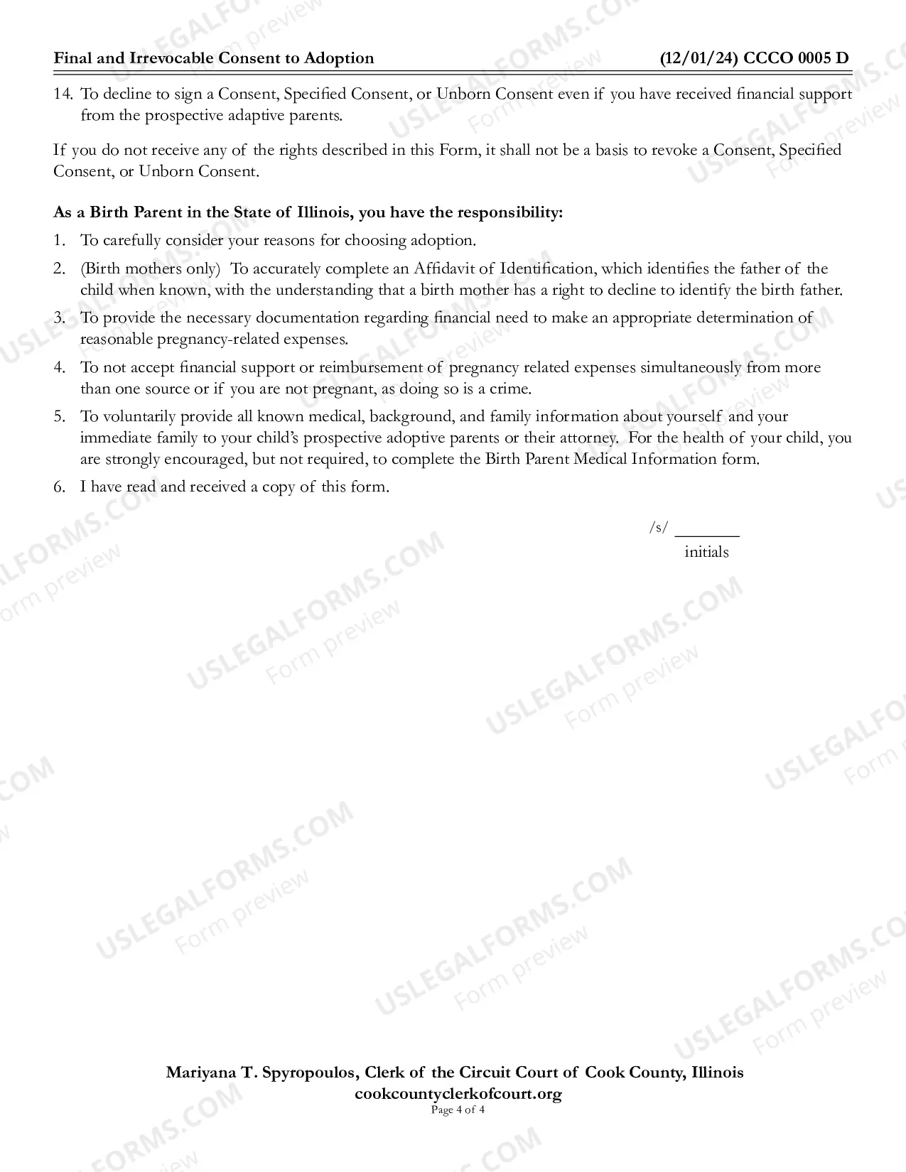 Preview Final and Irrevocable Consent To adoption