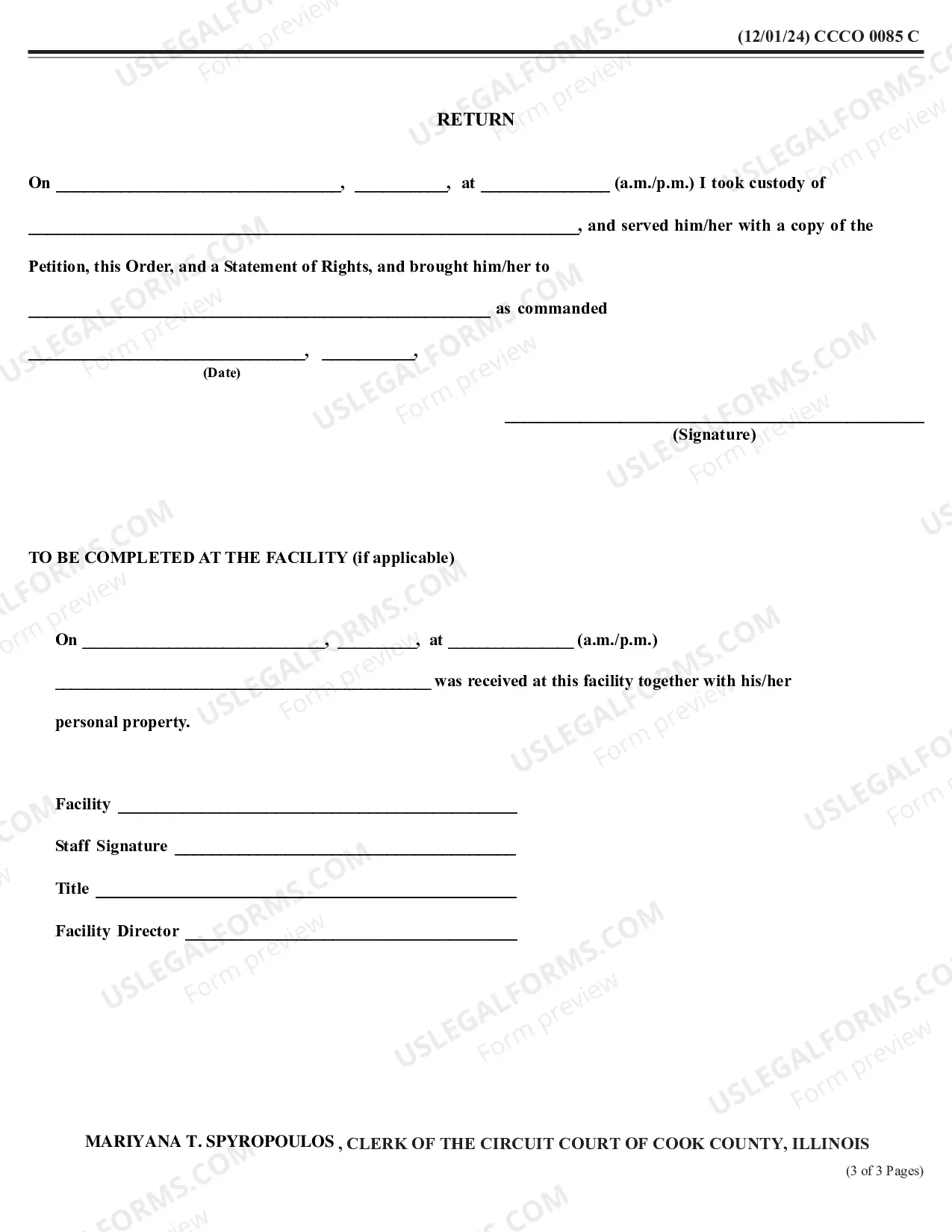 Preview Order of Detention Examination Evaluation