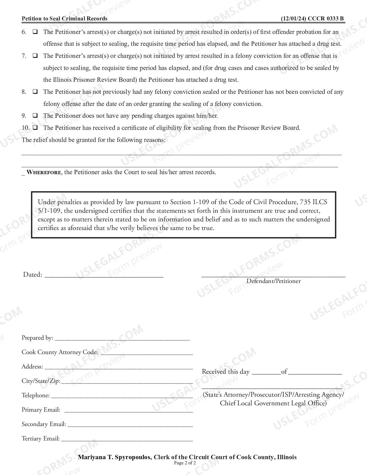 Preview Petition To Seal Criminal Records