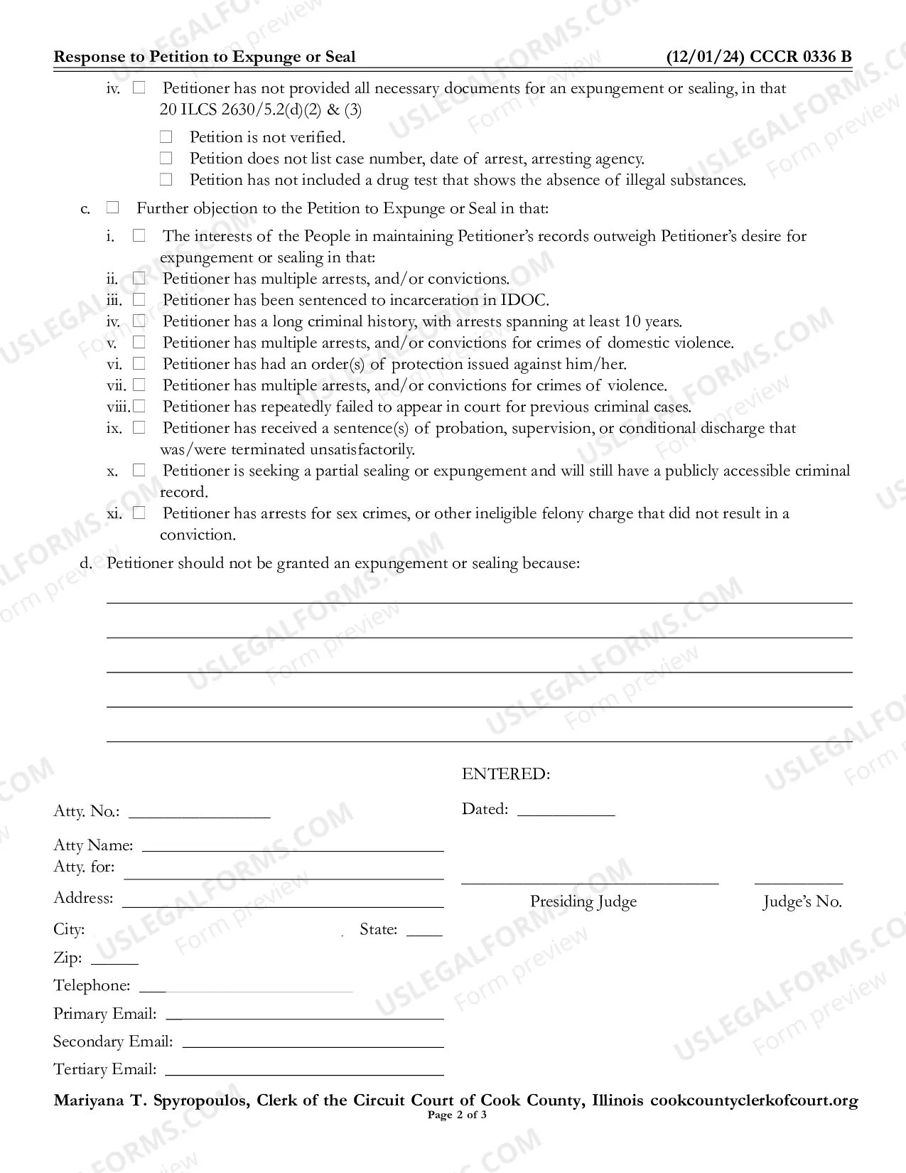 Preview Response To Petition To Expunge Or Seal